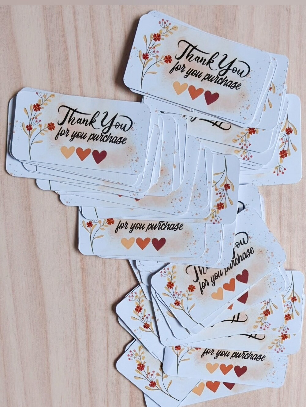 60 PCS Thank You Stickers — White, Cream & Brown Floral Design